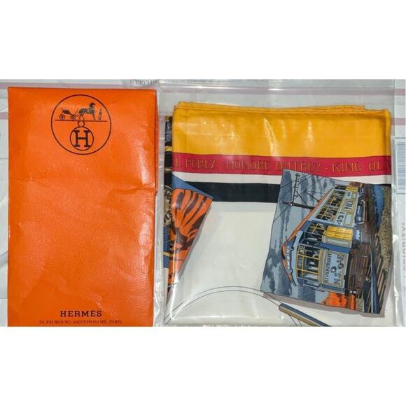 HERMES Silk Scarf  "New Orelans" by Loïc Dubigeon 90cm Carre with Paper Bag - Picture 16 of 16